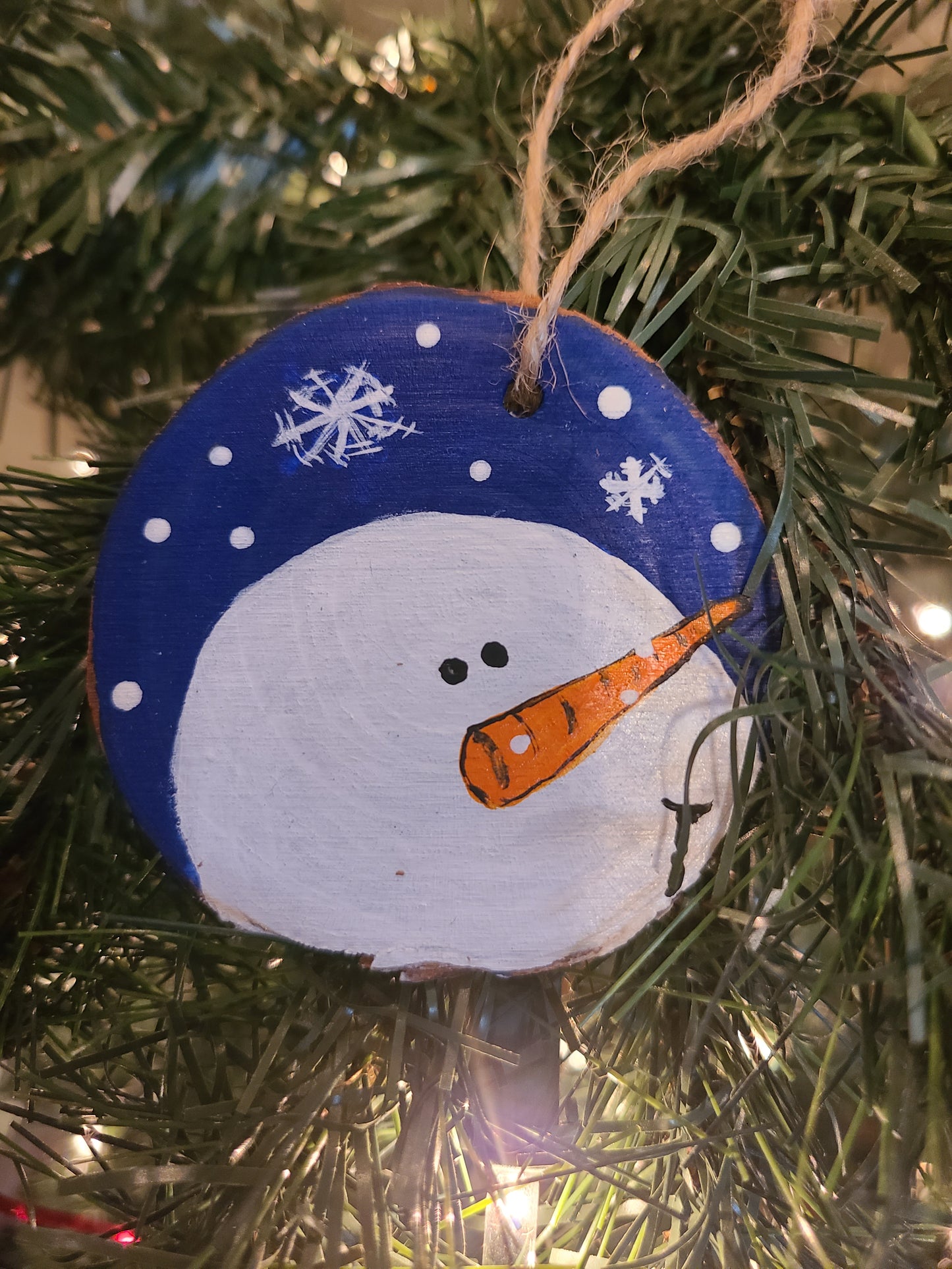 Blue Snowy Night Snowman