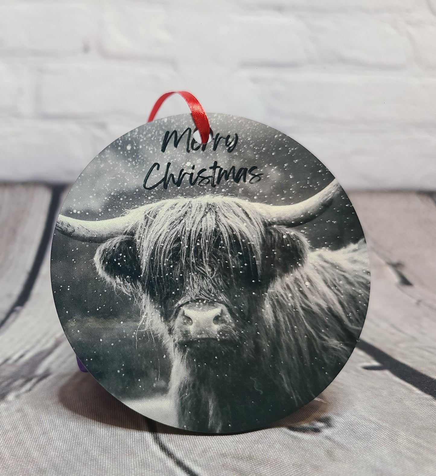 Highland Cow Snowy Merry Christmas