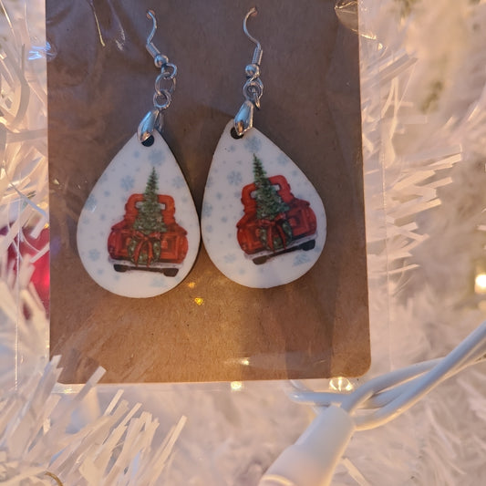 Red Truck Christmas Earrings