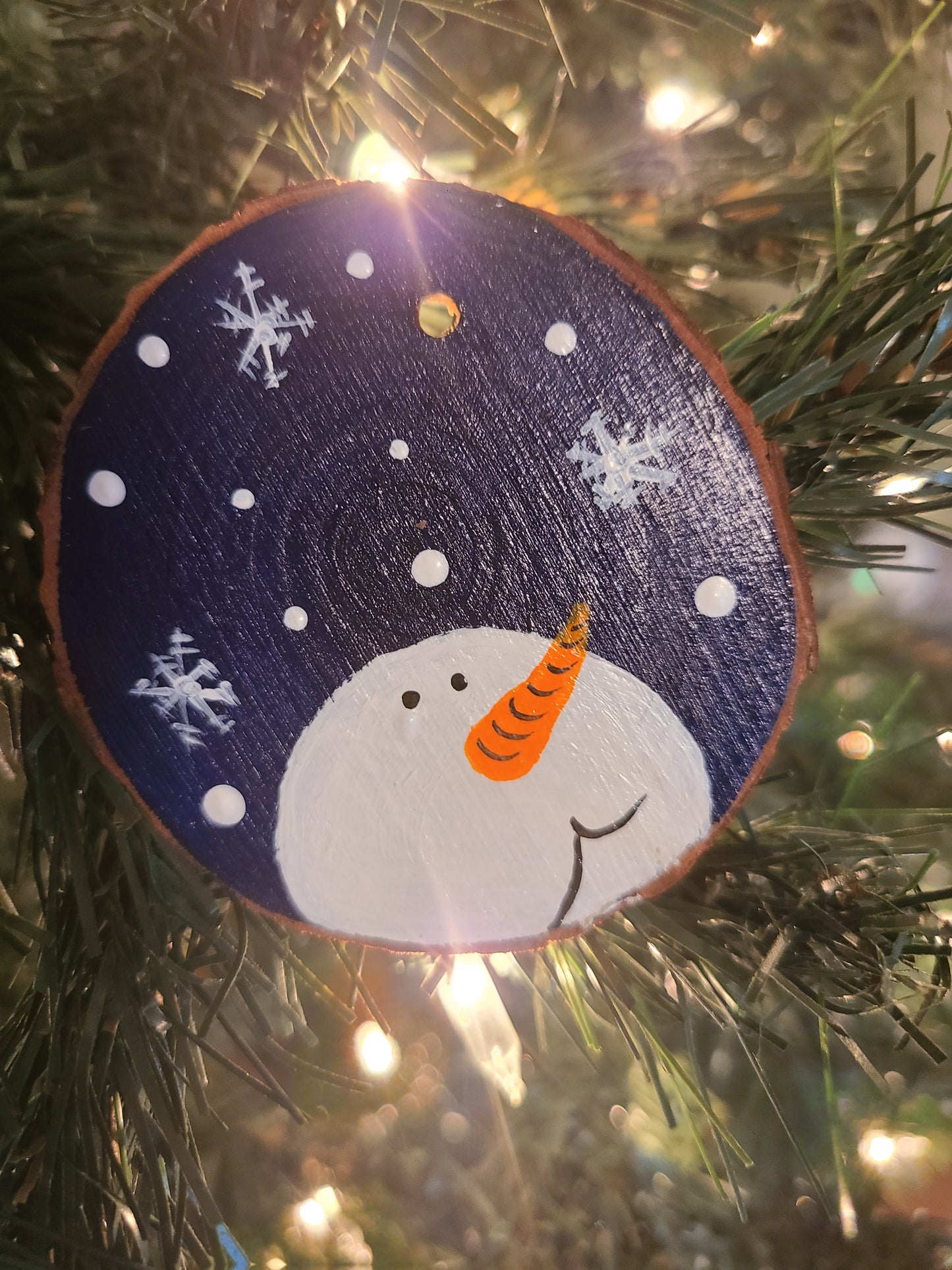 Blue Snowy Night Snowman