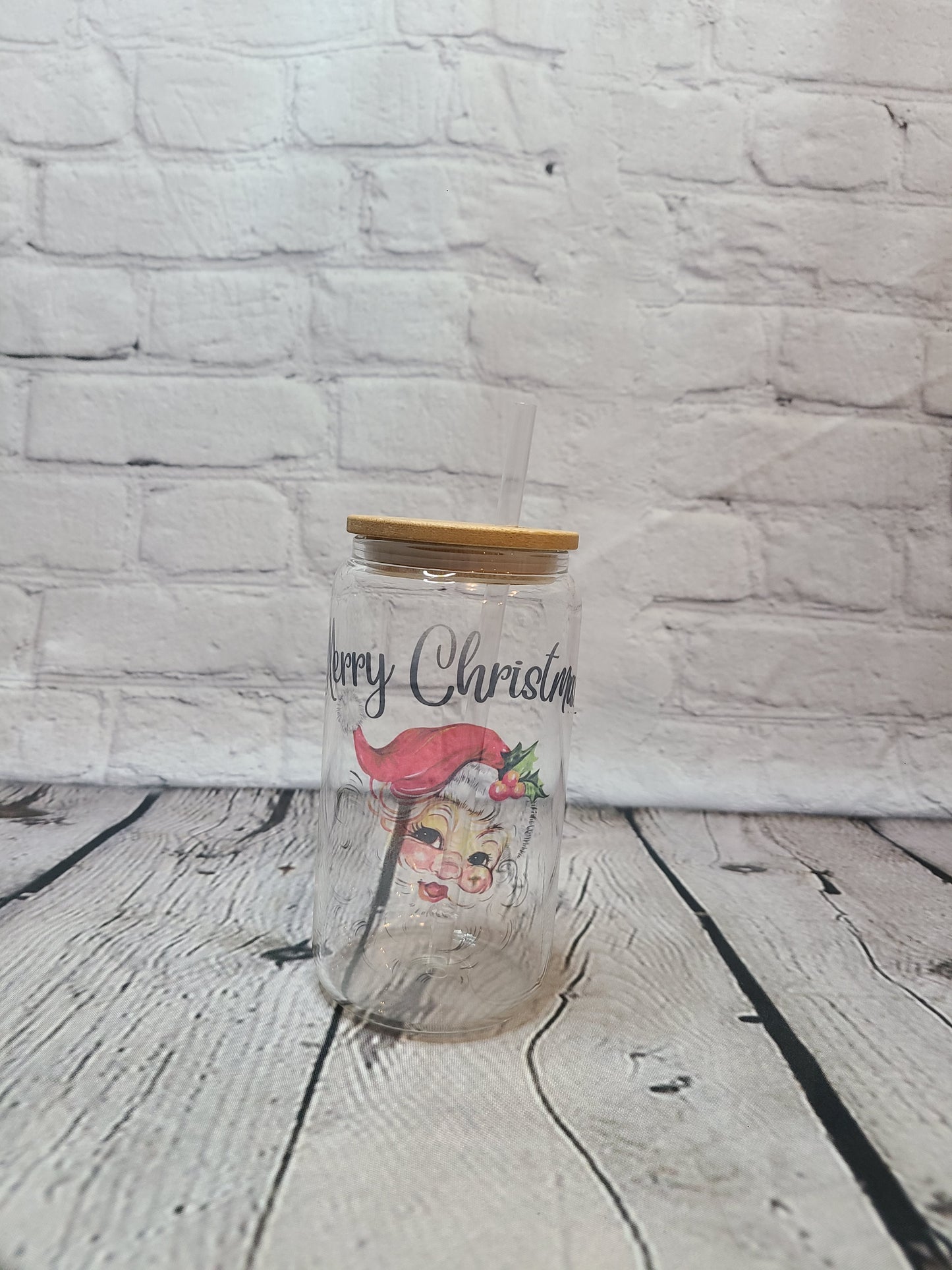 Old Fashion Santa Glass