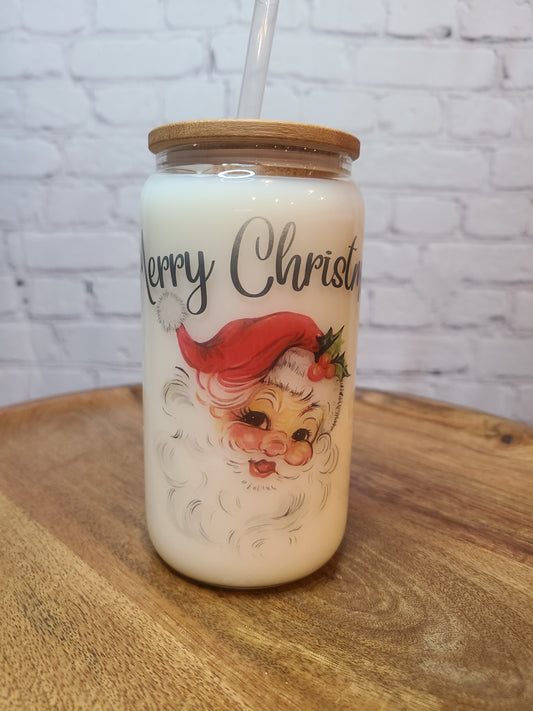 Old Fashion Santa Glass